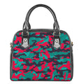 Pink Teal And Black Camouflage Print Shoulder Handbag