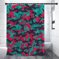 Pink Teal And Black Camouflage Print Shower Curtain