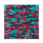 Pink Teal And Black Camouflage Print Silk Bandana