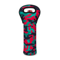 Pink Teal And Black Camouflage Print Single Neoprene Wine Tote