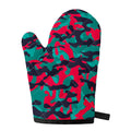 Pink Teal And Black Camouflage Print Single Oven Mitt