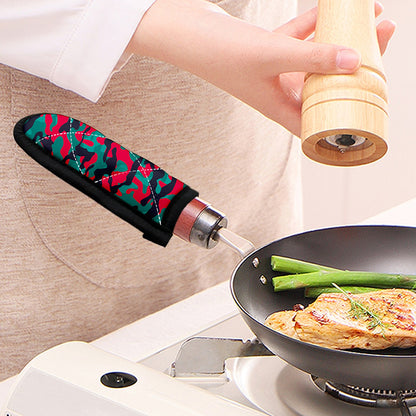Pink Teal And Black Camouflage Print Skillet Handle Cover