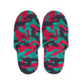 Pink Teal And Black Camouflage Print Slippers