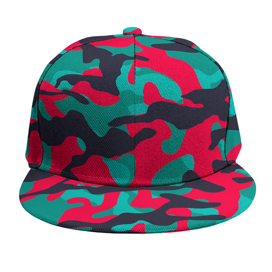 Pink Teal And Black Camouflage Print Snapback Cap