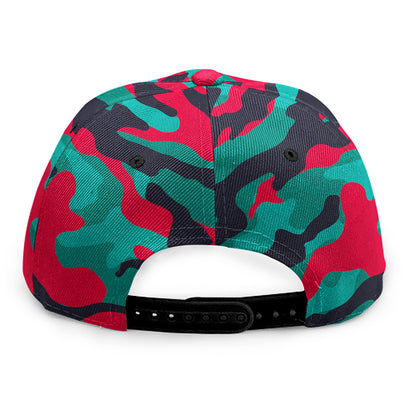 Pink Teal And Black Camouflage Print Snapback Cap