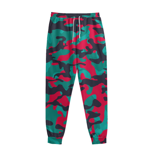 Pink Teal And Black Camouflage Print Sweatpants