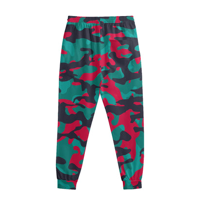 Pink Teal And Black Camouflage Print Sweatpants