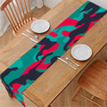 Pink Teal And Black Camouflage Print Table Runner