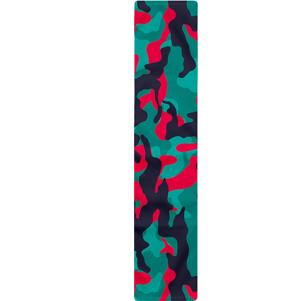 Pink Teal And Black Camouflage Print Table Runner
