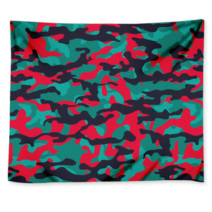 Pink Teal And Black Camouflage Print Tapestry