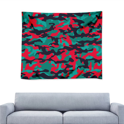 Pink Teal And Black Camouflage Print Tapestry