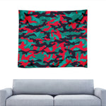 Pink Teal And Black Camouflage Print Tapestry
