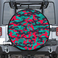 Pink Teal And Black Camouflage Print Tire Cover