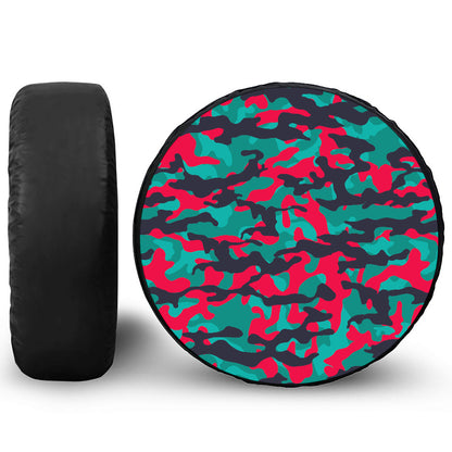 Pink Teal And Black Camouflage Print Tire Cover