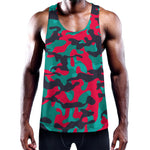 Pink Teal And Black Camouflage Print Training Tank Top