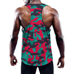 Pink Teal And Black Camouflage Print Training Tank Top