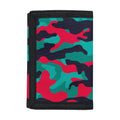 Pink Teal And Black Camouflage Print Trifold Wallet