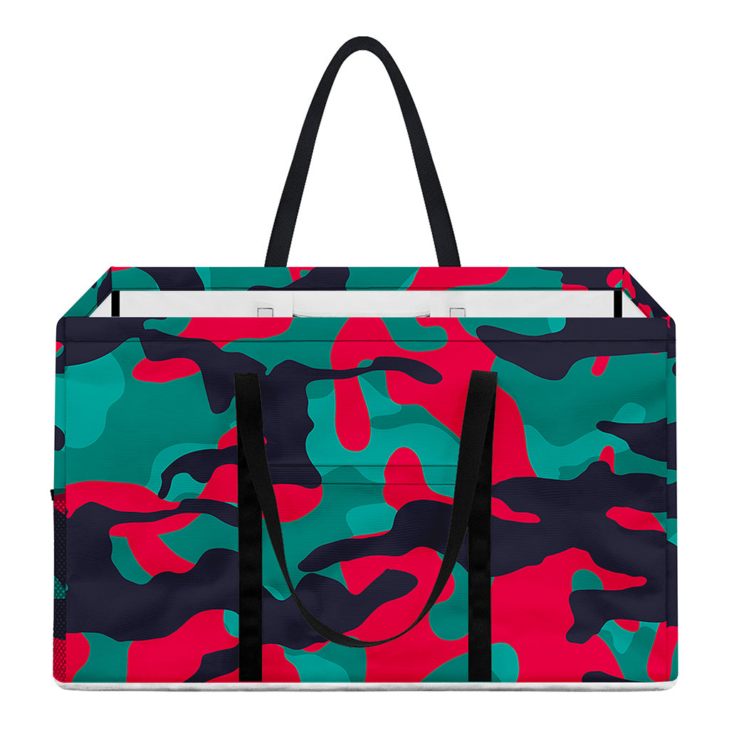 Pink Teal And Black Camouflage Print Utility Tote Bag