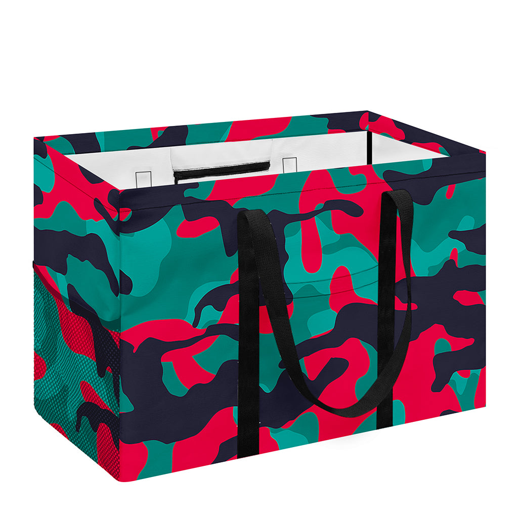 Pink Teal And Black Camouflage Print Utility Tote Bag
