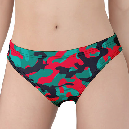 Pink Teal And Black Camouflage Print Women's Panties