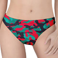 Pink Teal And Black Camouflage Print Women's Thong