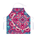 Pink Teal Bohemian Mandala Pattern Print Adjustable Apron