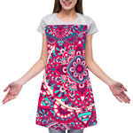 Pink Teal Bohemian Mandala Pattern Print Adjustable Apron