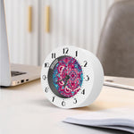 Pink Teal Bohemian Mandala Pattern Print Alarm Clock