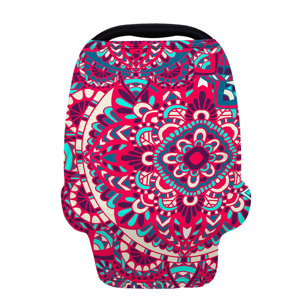 Pink Teal Bohemian Mandala Pattern Print Baby Seat Cover