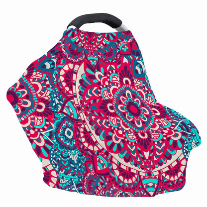 Pink Teal Bohemian Mandala Pattern Print Baby Seat Cover