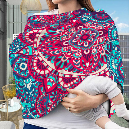 Pink Teal Bohemian Mandala Pattern Print Baby Seat Cover