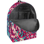 Pink Teal Bohemian Mandala Pattern Print Backpack