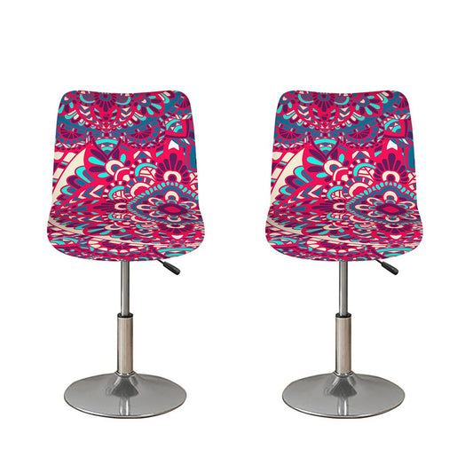 Pink Teal Bohemian Mandala Pattern Print Bar Stool Covers