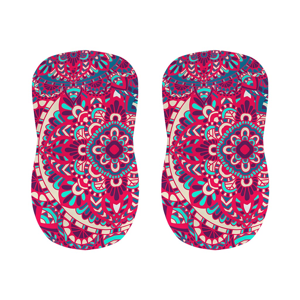 Pink Teal Bohemian Mandala Pattern Print Bar Stool Covers