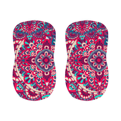 Pink Teal Bohemian Mandala Pattern Print Bar Stool Covers