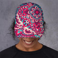 Pink Teal Bohemian Mandala Pattern Print Baseball Cap