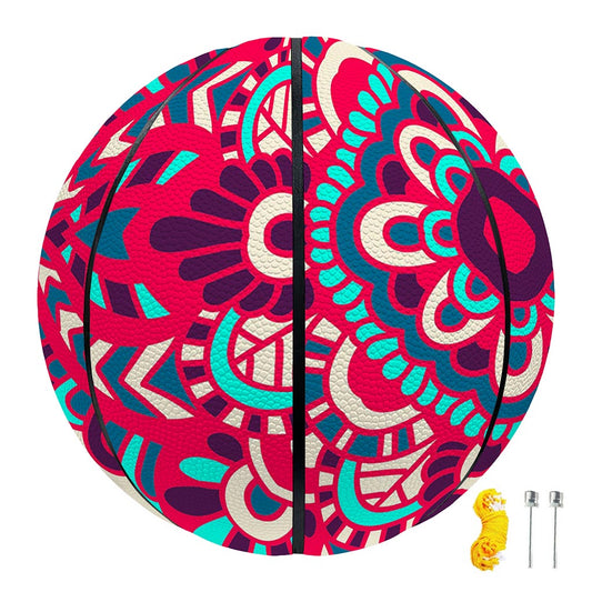 Pink Teal Bohemian Mandala Pattern Print Basketball