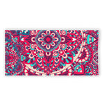 Pink Teal Bohemian Mandala Pattern Print Beach Towel