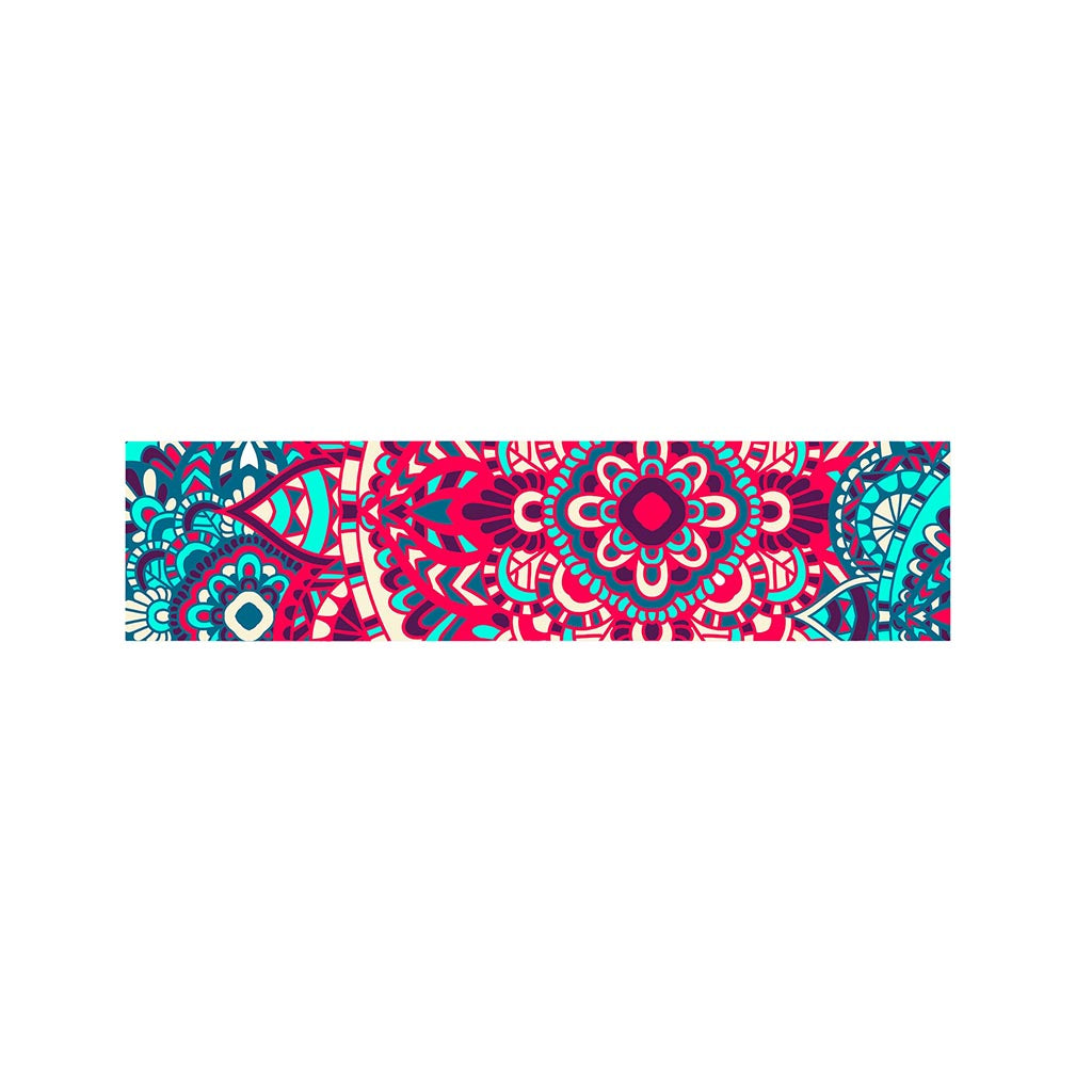 Pink Teal Bohemian Mandala Pattern Print Bed Runner