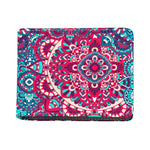 Pink Teal Bohemian Mandala Pattern Print Bifold Wallet