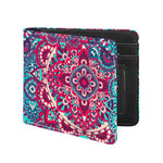 Pink Teal Bohemian Mandala Pattern Print Bifold Wallet