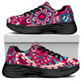 Pink Teal Bohemian Mandala Pattern Print Black Chunky Shoes