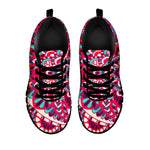 Pink Teal Bohemian Mandala Pattern Print Black Running Shoes
