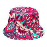 Pink Teal Bohemian Mandala Pattern Print Bucket Hat