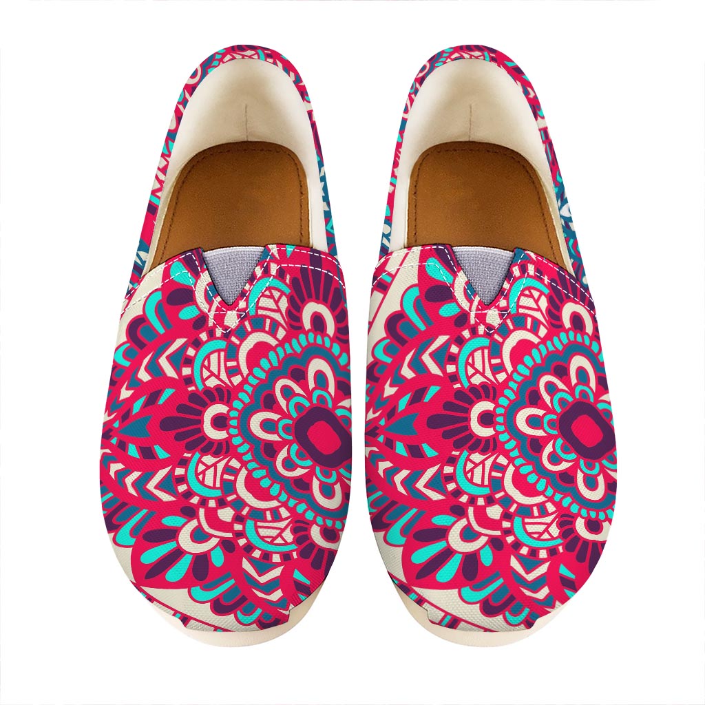 Pink Teal Bohemian Mandala Pattern Print Casual Shoes