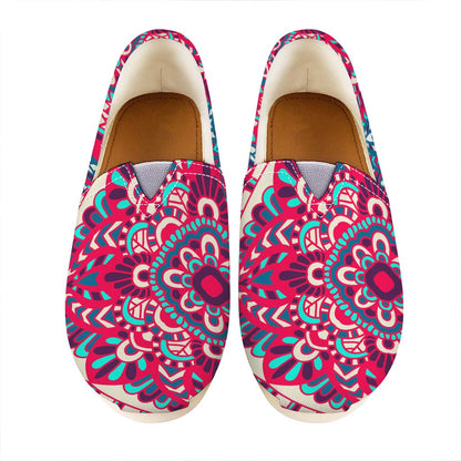 Pink Teal Bohemian Mandala Pattern Print Casual Shoes