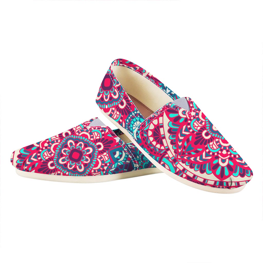 Pink Teal Bohemian Mandala Pattern Print Casual Shoes