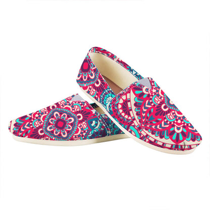 Pink Teal Bohemian Mandala Pattern Print Casual Shoes