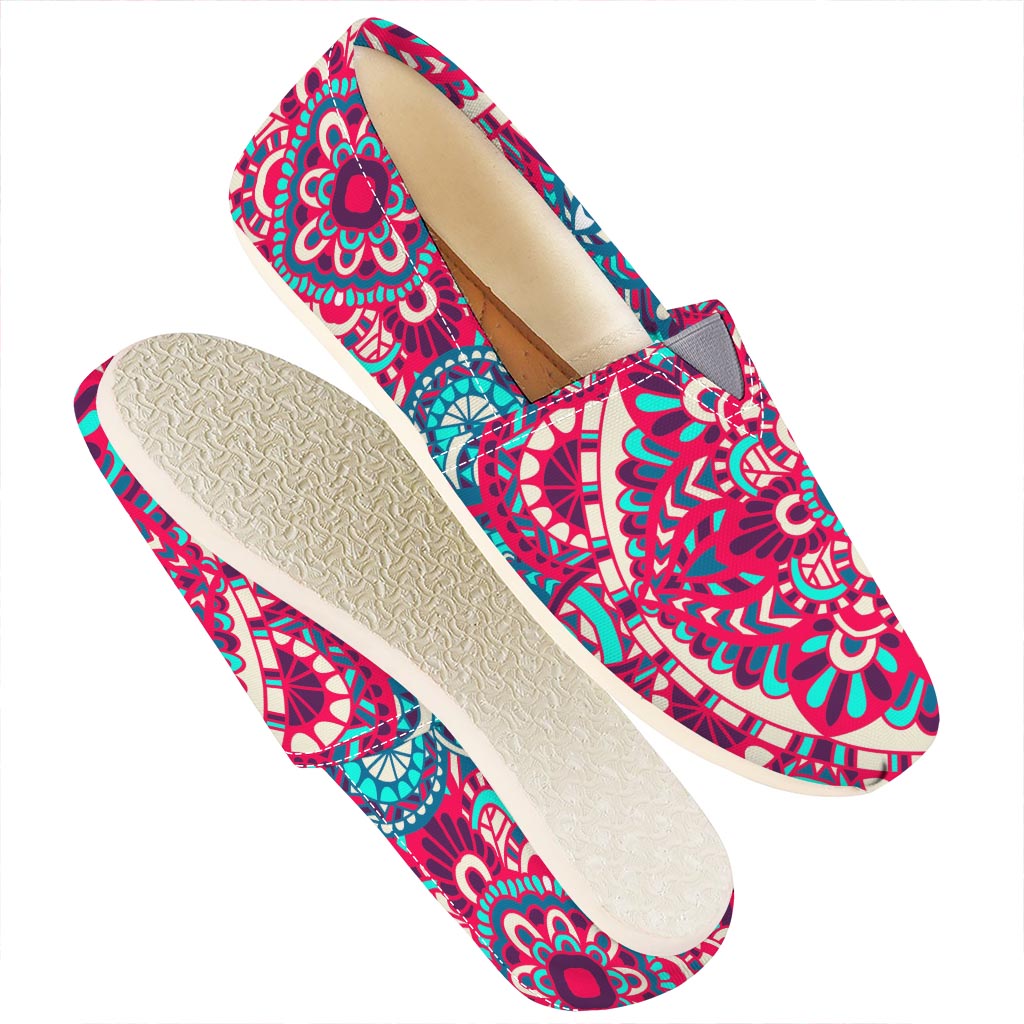Pink Teal Bohemian Mandala Pattern Print Casual Shoes