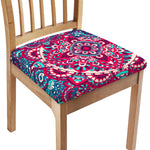 Pink Teal Bohemian Mandala Pattern Print Chair Cushion Cover